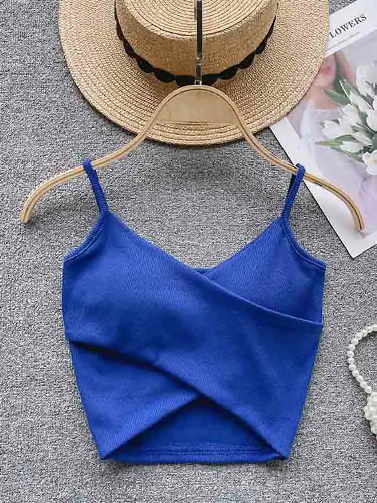 Women's Irregular Casual Sport Camisole Strap Design Solid Color Fashion Y2K Elegant Chic Slim Tank Top 2025