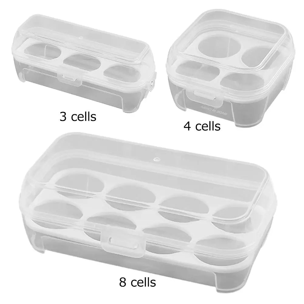 1/3/5pcs Portable Eggs Box 3/4/8 Grids Egg Holder with Lid Outdoor Camping Picnic Egg Storage Box Transparent Kitchen Organizer