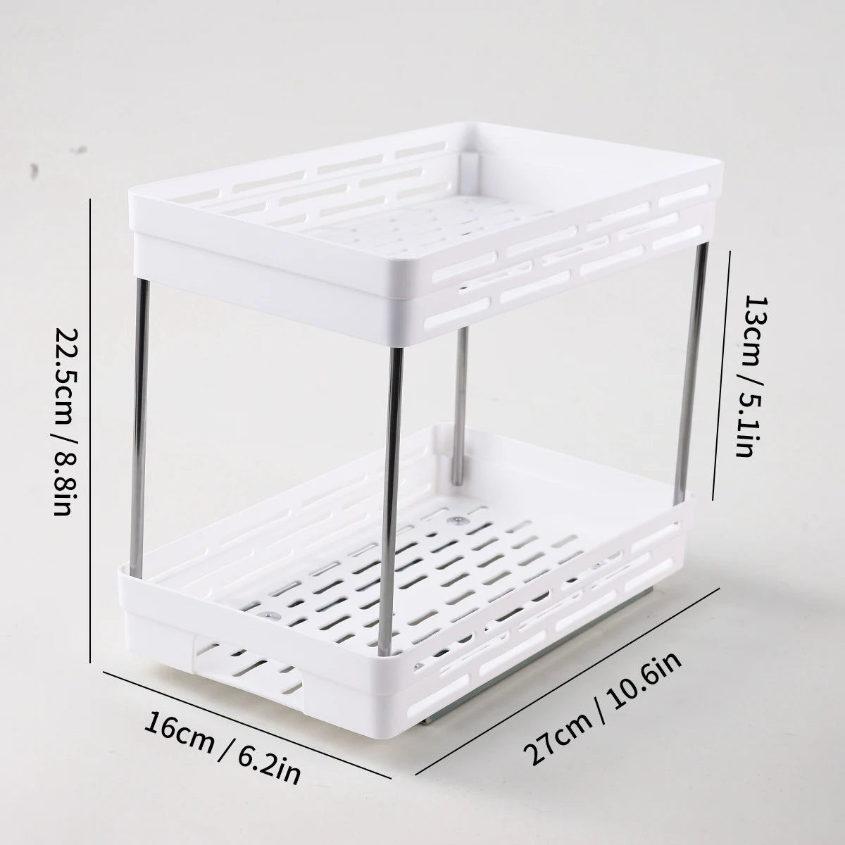 WORTHBUY Multifunctional Spice Jar Plastic Storage Rack Double-layer Seasoning Bottle Storage Organizer For Kitchen Cabinet