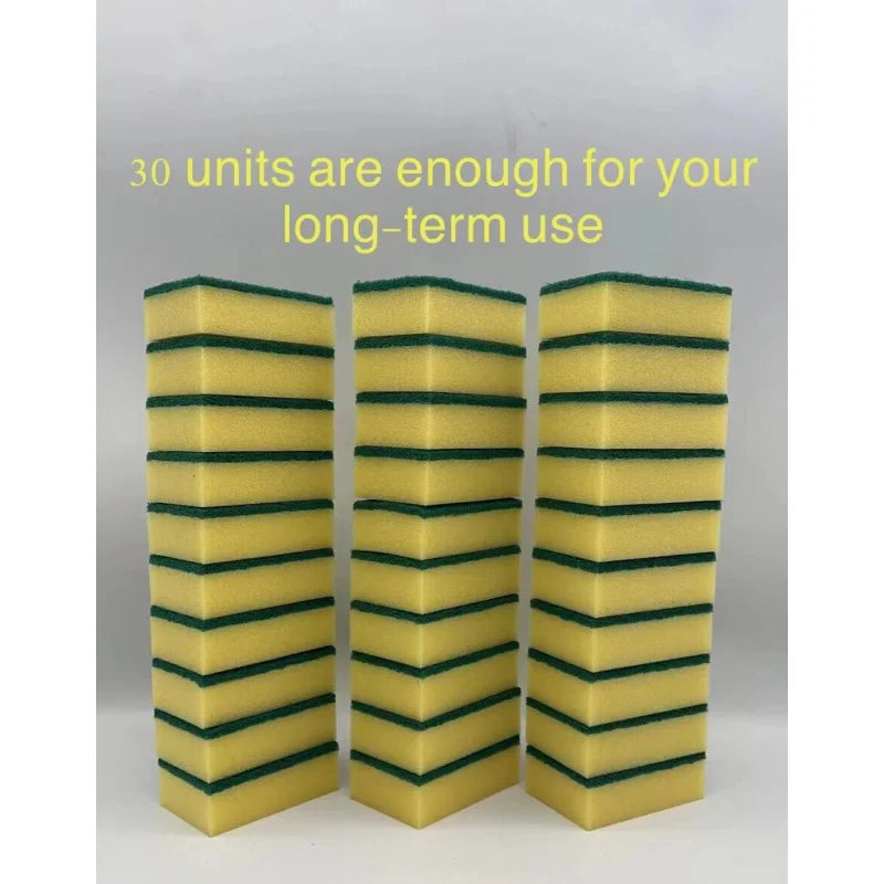 30 Piece Set of Heavy-Duty Frosted Sponge, Double-Sided Design, Durable Kitchen Sponge, high-Density dishwashing Sponge.