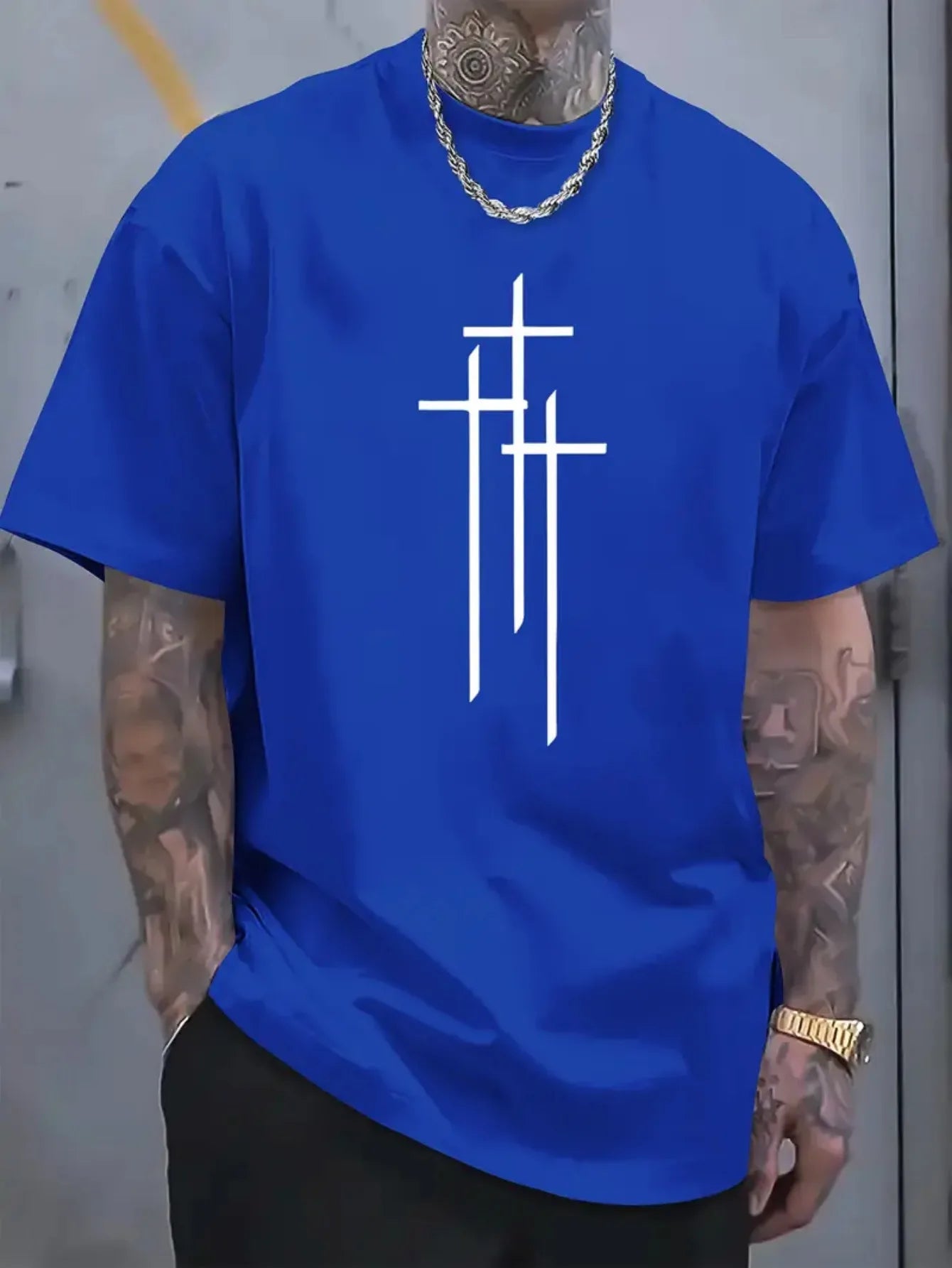 Men's summer 100% pure cotton fashionable casual loose sports LA MARTINA pattern printed round neck short sleeved T-shirt top