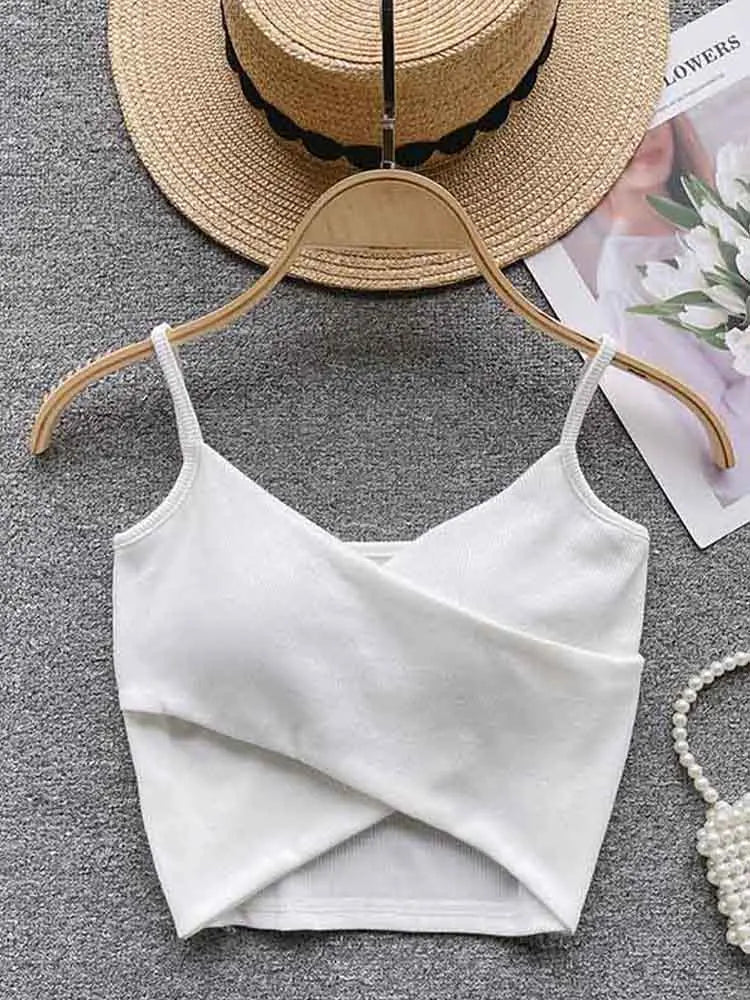 Women's Irregular Casual Sport Camisole Strap Design Solid Color Fashion Y2K Elegant Chic Slim Tank Top 2025