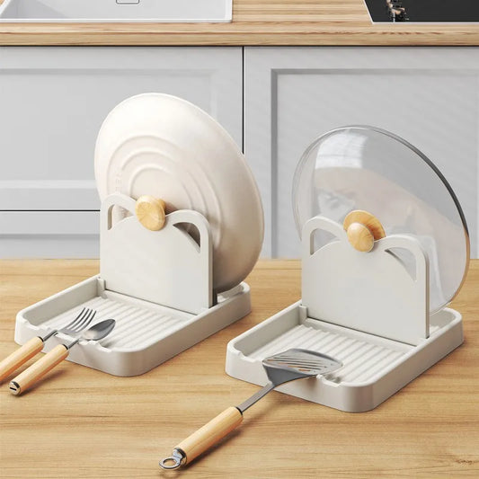 1 Pack Multipurpose Plastic Kitchen Countertop Cat Ear Utensil Holder for Spatulas Pot Lids Kitchen Storage Rack