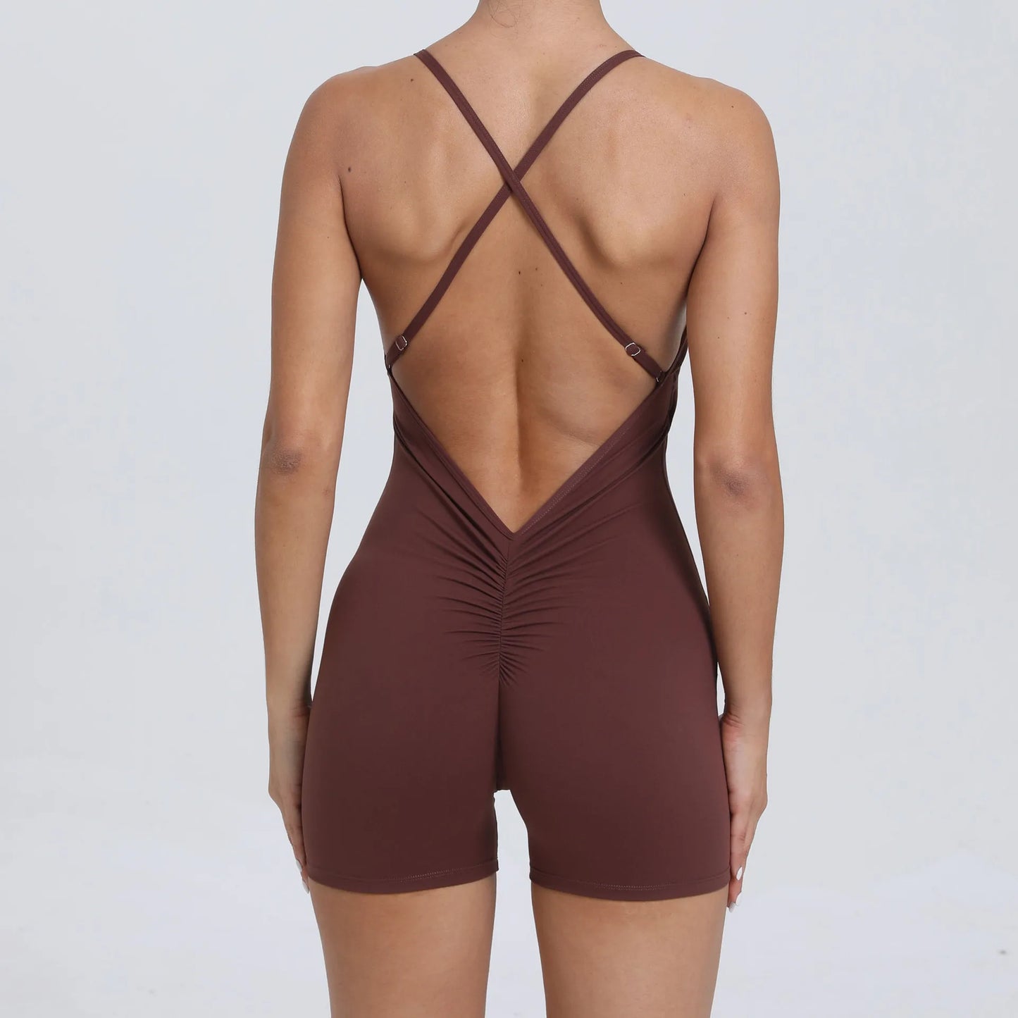 Hearuisavy Sports Jumpsuit Women Gym One-Piece Suit Fitness Yoga Fitness Boilersuit Workout Bodysuits V Back Jumpsuit Female