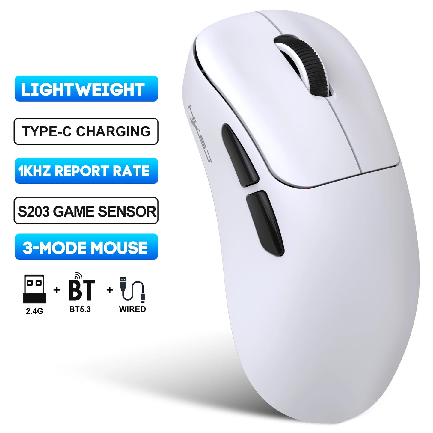 HXSJ T700 Lightweight 3 modes Gaming Mouse 500mAh Rechargeable Macro optical wireless office mouse for laptop Mac PC