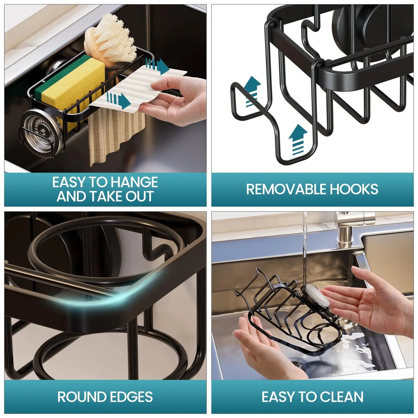 TAILI Kitchen Sink Drain Shelf Sponge Storage Basket Faucet Holder Space Soap Drainer Rack Organizer for Bathroom Accessories
