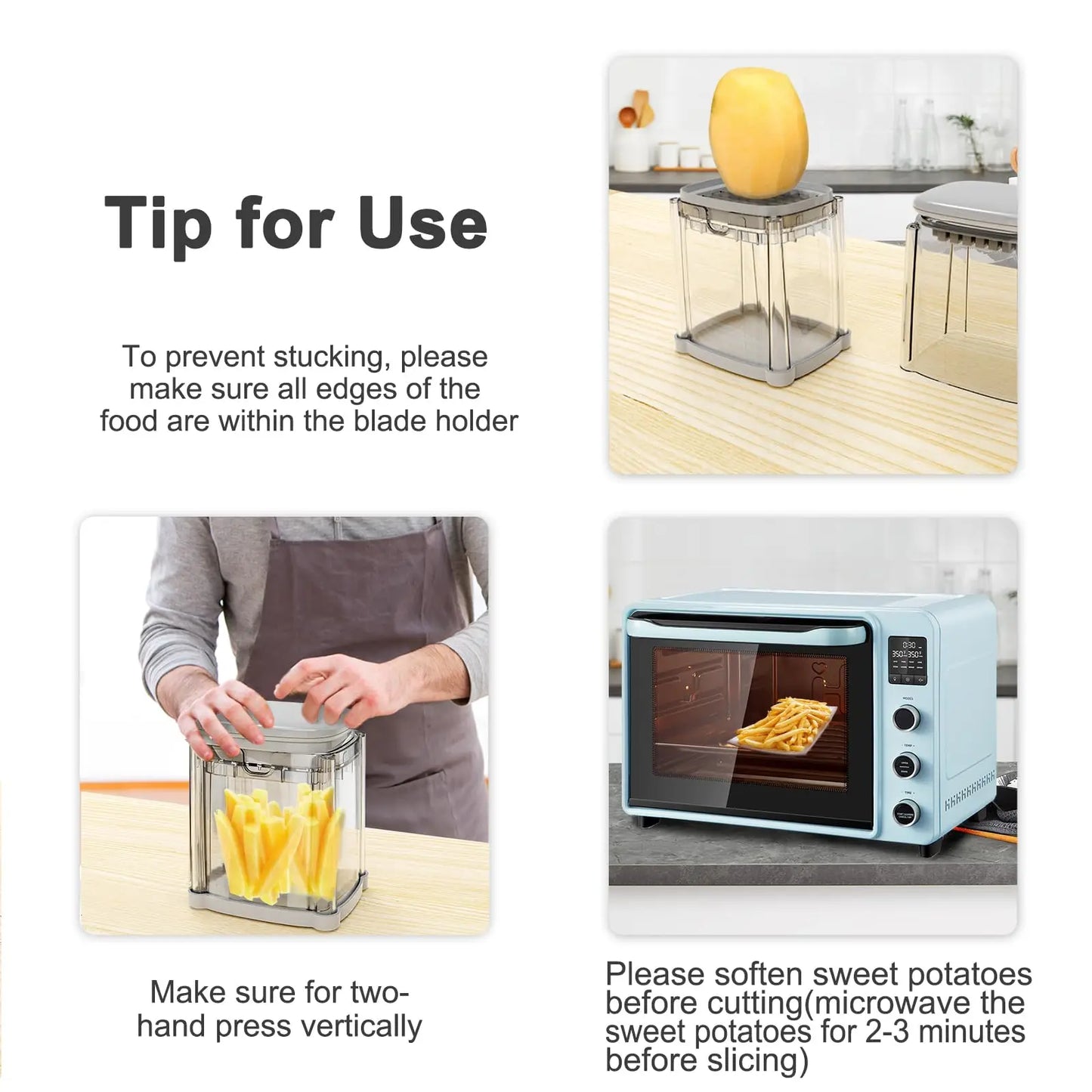 FZCSPEED Vegetable Chopper Cutter 4-in-1 Hand Vegetable Cutter with 4 Blades Kitchen Tool Mini Food Chopper French Fries Cutter
