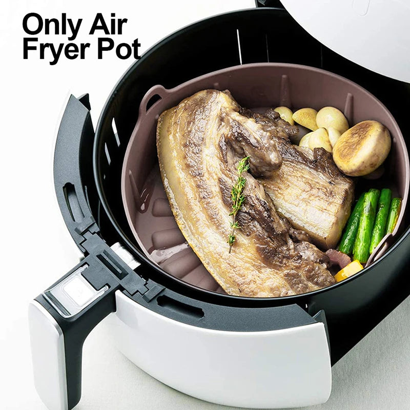 Round Reusable Air Fryer Silicone Pot Air Fryer Mat Fried Chicken Basket Oven Baking Pizza Tray Air Fryer Accessories 16 cm 19cm