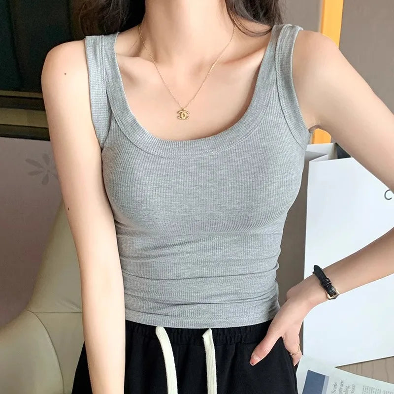 Casual Knitted Tank Top Women Y2k Clothes Sleeveless High Strecth White Black Summer Korean Fashion Going Out Women Tops 2024