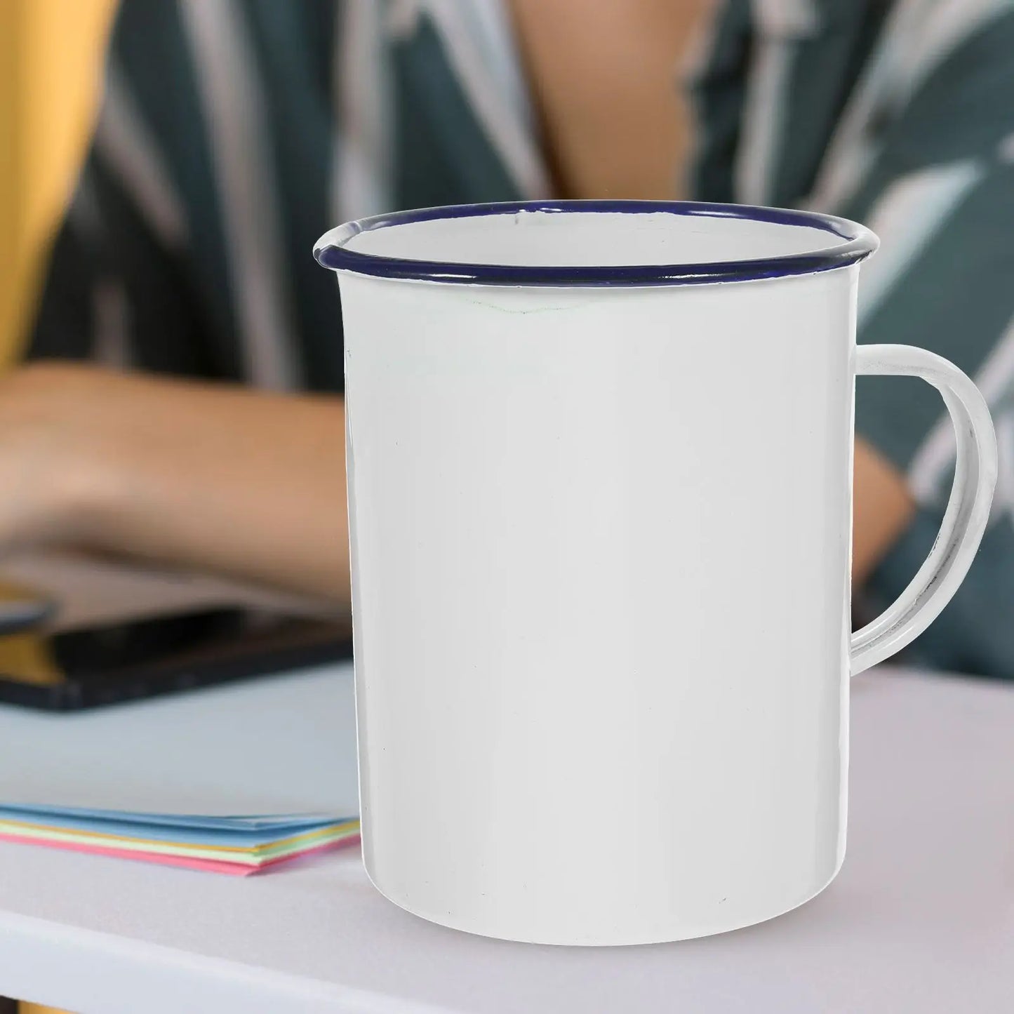 1000ml Enamel Measuring Cup Vintage Kitchen Mug Coffee Tea Milk Soup Hot Chocolate Camping Mugs Rustic Coffee Glass Container