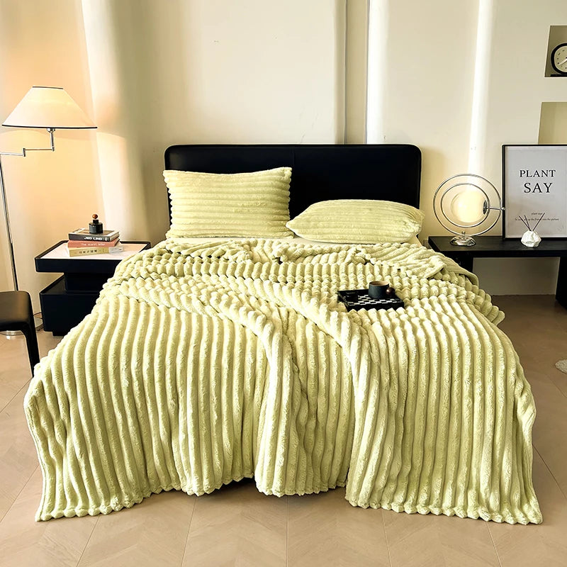Spring Throw Blanket for Couch, Cozy Warm Plush Striped Blanket for Sofa Bedroom Living Room, All Season Use Festival Home Decor