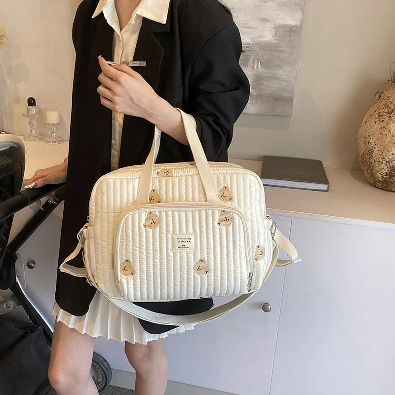 Large Mommy Bag Baby Organizer Maternity Pack Diaper Handbag Embroidered Women Shoulder Crossbody Bag Hospital Travel Mother Kid