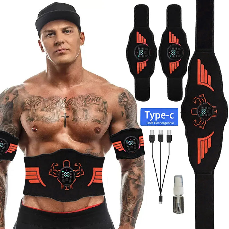 Abdominal Toning Belt Abs Trainer EMS Muscle Toner Body Massager Rechargeable Belly Arm Weight Loss Home Gym Fitness Equipment