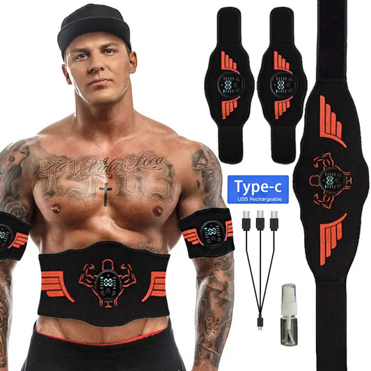 Abdominal Toning Belt Abs Trainer EMS Muscle Toner Body Massager Rechargeable Belly Arm Weight Loss Home Gym Fitness Equipment