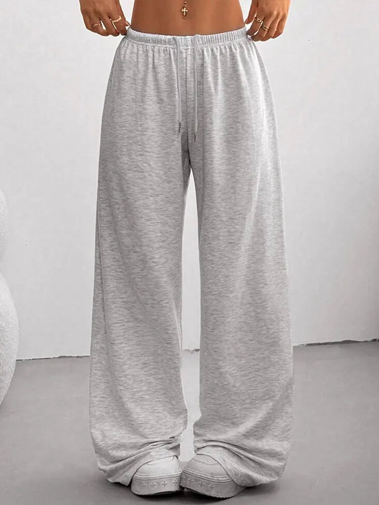 Streetwear Fashion Women's Trousers Summer New Fashion Lace-up Casual Slim Versatile Pants Elegant Lady Knitted Sports Clothing