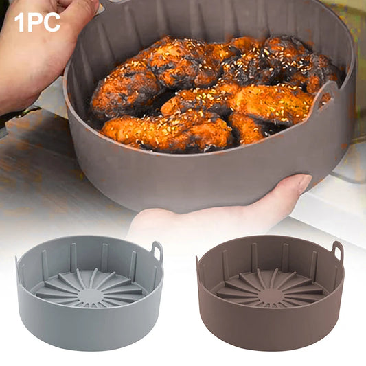 Round Reusable Air Fryer Silicone Pot Air Fryer Mat Fried Chicken Basket Oven Baking Pizza Tray Air Fryer Accessories 16 cm 19cm