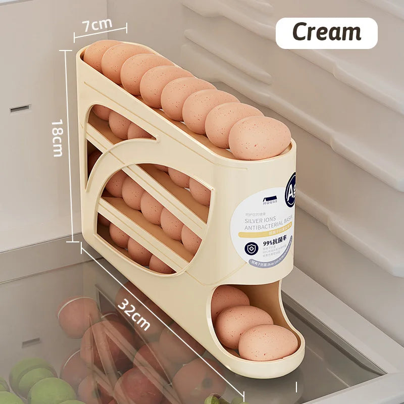 4 Layers Automatic Rolling Egg Holder Rack Storage Box Container Can Hold 30 Eggs High Quality Egg Rack Kitchen Fridge Organizer