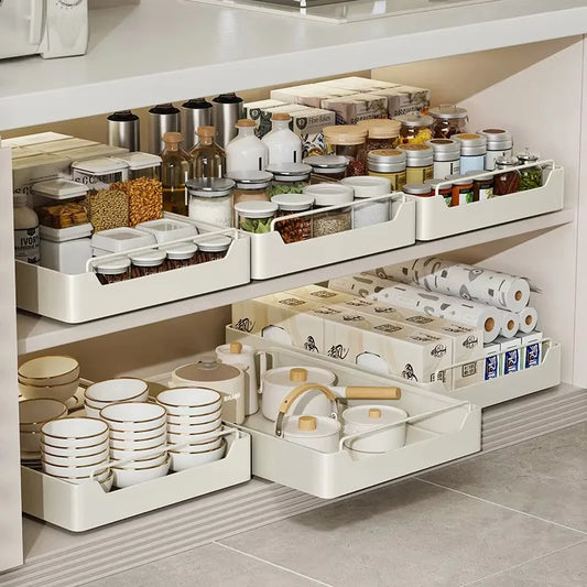 New Kitchen Storage Rack with Slide Rails Pull-out Kitchen Drawer Type Storage Tray Spice Box Storage Rack Installation free