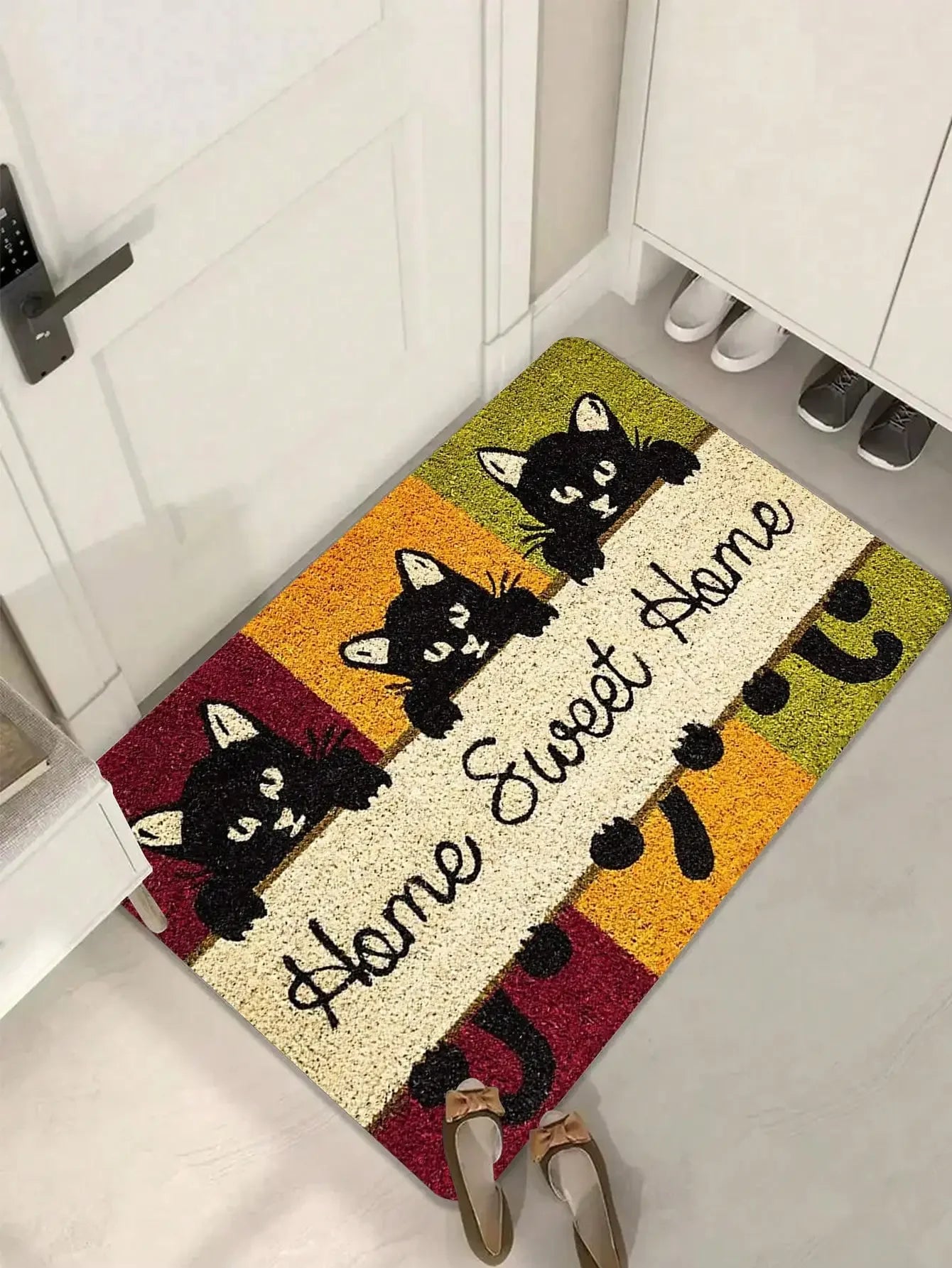 Lovely Cat Pattern Mat Home Indoor Welcome Cartoon Design Doormat Non-slip Entrance Floor Carpet Washable Bathroom Bedroom Rug