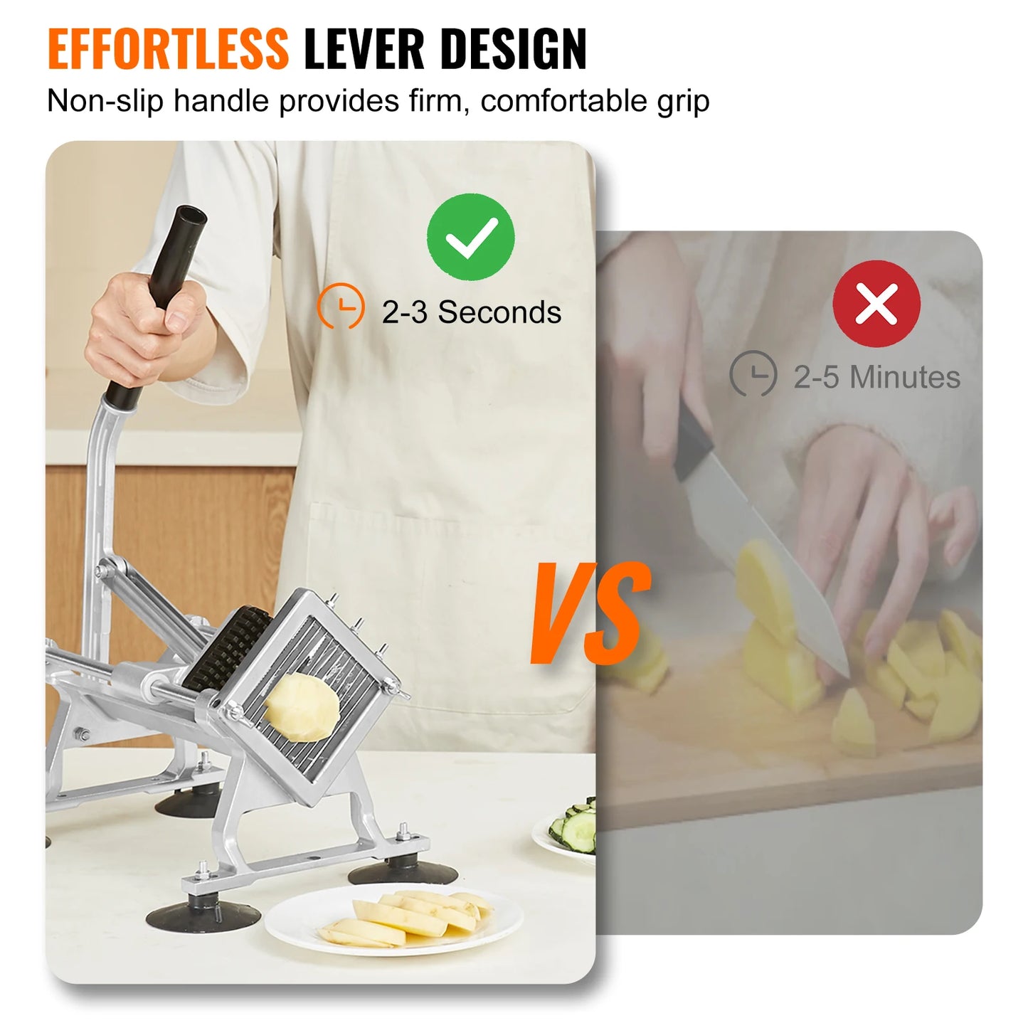 SucceBuy Commercial Vegetable Slicer 1/4 inch Stainless Steel and Aluminum Alloy for Radishes Onions Potatoes Lemons