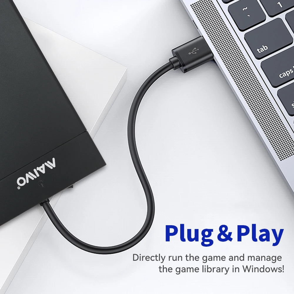 Portable External 12T Gaming HDD with 390+AAA Retro Games Game Consoles for Windows PC Playnite System for PS2/PS3/PS4/WiiU/MAME