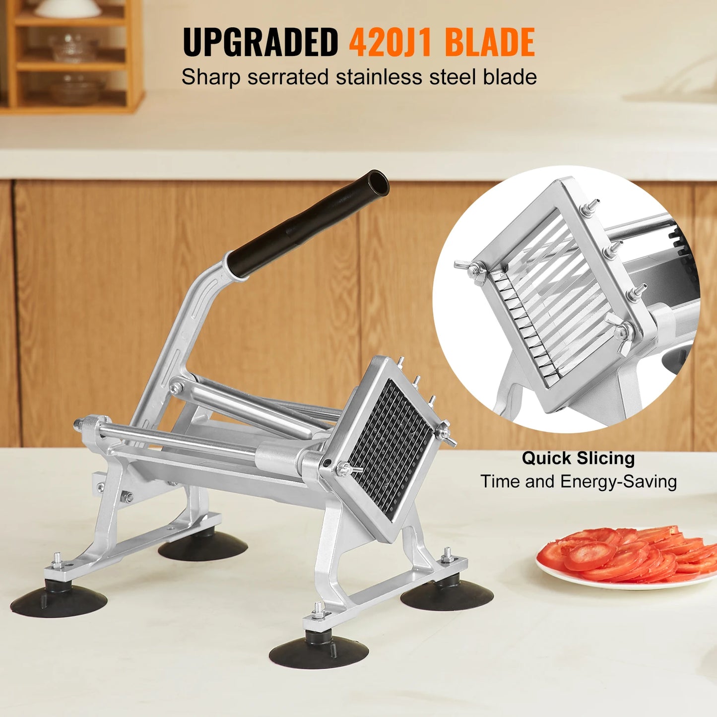 SucceBuy Commercial Vegetable Slicer 1/4 inch Stainless Steel and Aluminum Alloy for Radishes Onions Potatoes Lemons