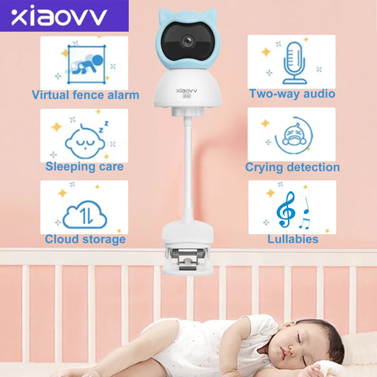 XIAOVV 4MP WiFi indoor Baby Monitor Two-Way Audio Motion Detection Night Vision Baby Camera for Home Security 360°