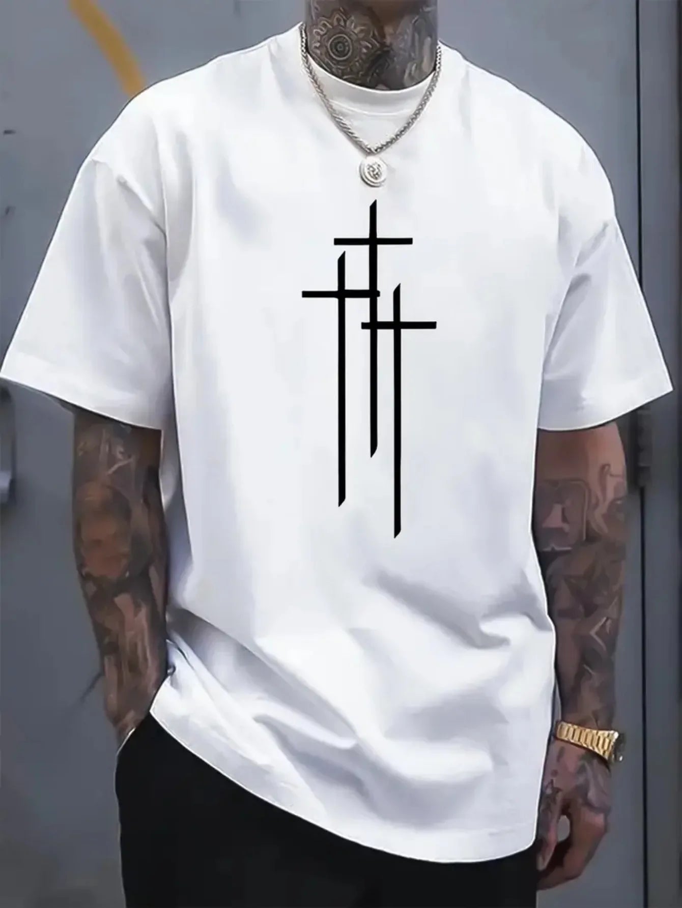 Men's summer 100% pure cotton fashionable casual loose sports LA MARTINA pattern printed round neck short sleeved T-shirt top
