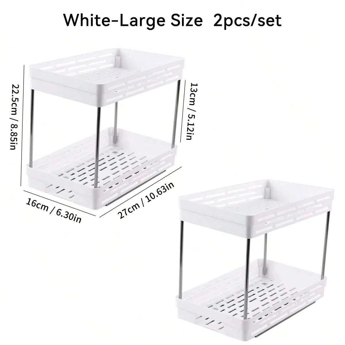 WORTHBUY Multifunctional Spice Jar Plastic Storage Rack Double-layer Seasoning Bottle Storage Organizer For Kitchen Cabinet