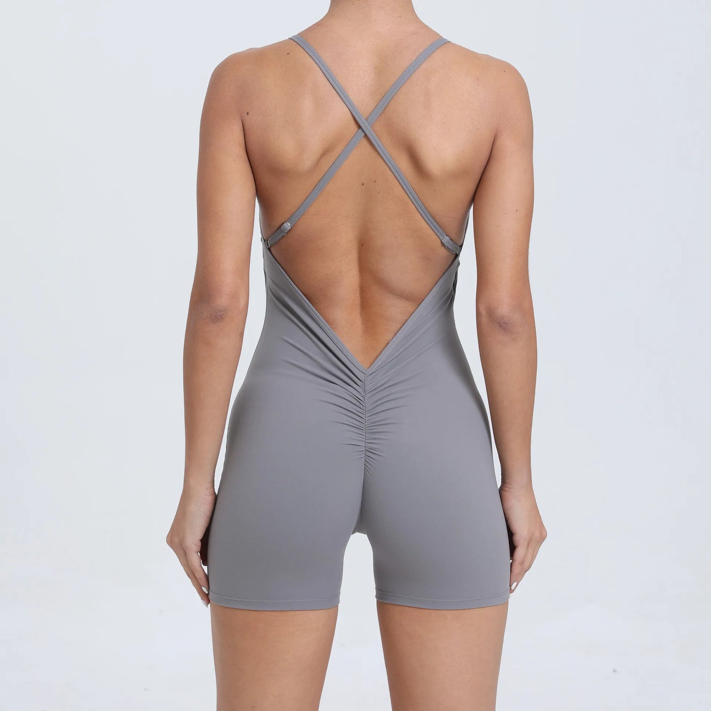 Hearuisavy Sports Jumpsuit Women Gym One-Piece Suit Fitness Yoga Fitness Boilersuit Workout Bodysuits V Back Jumpsuit Female