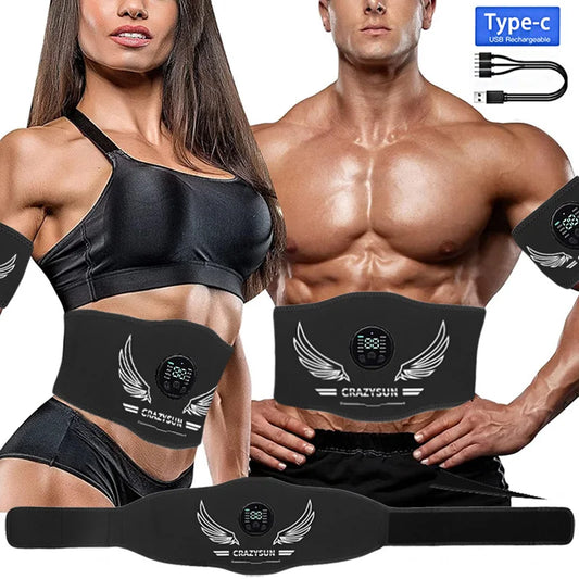 Smart Muscle Toner EMS Muscle Stimulator Electric Abdominal Toning Belt USB Recharge Body Slimming Massager Weight Loss Fitness