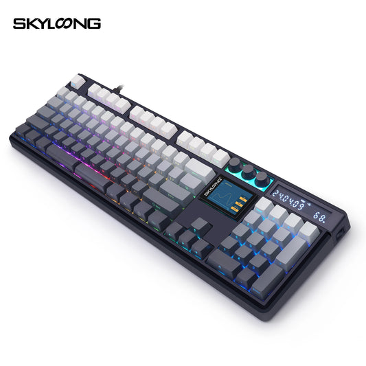 SKYLOONG GK104 Pro Mechanical Keyboard Wireless 3-Modes Gaming Keyboard with Knobs/Screen RGB PBT Keycap Hot-swap Silent Switch