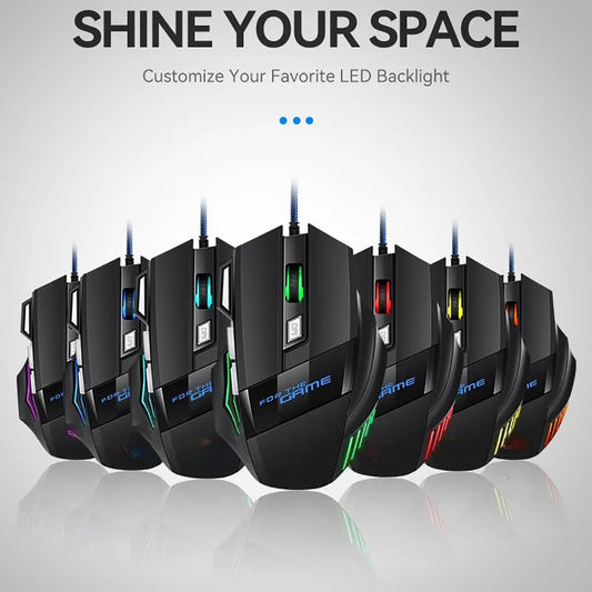 1 PC New Hyperspeed USB Gaming Mouse RGB Backlit Ergonomic Gaming Mice 7D Esports Wired Mouse for Laptop PC Gamer