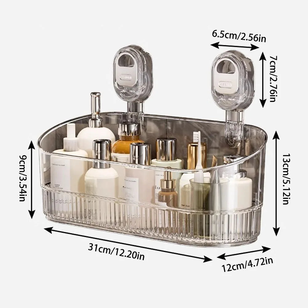 Suction Cup Storage Rack Bathroom Cosmetics Storage Box no Punching Kitchen, Bathroom, Multifunctional Storage and Drainage Rack