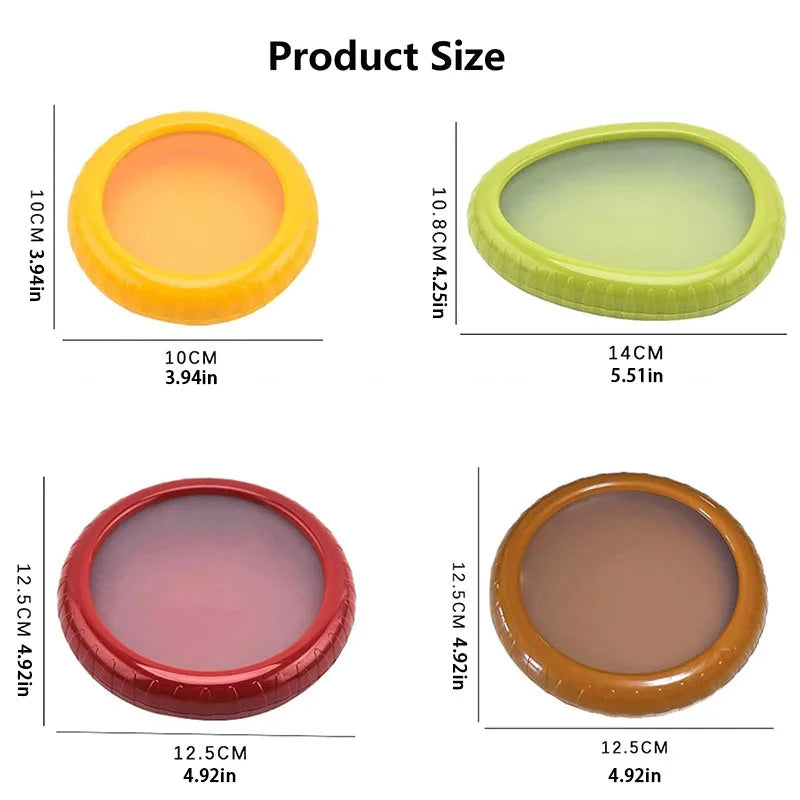 4pcs Reusable Portable Silicone Preservation Seal Cover Lemon Tomato Fruit Vegetable Storage Box for Kitchen Tools Storage Bins