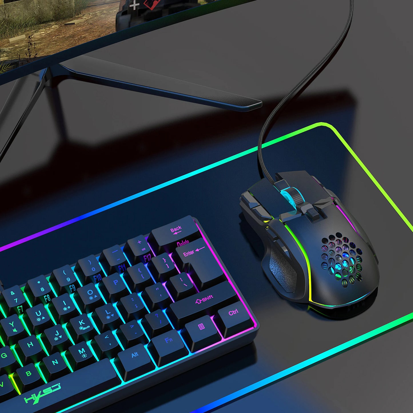 Hot sale HXSJ S700 ergonomics 12800 resolution mechanical 10 button macro programmable gaming mouse for gamer and laptop