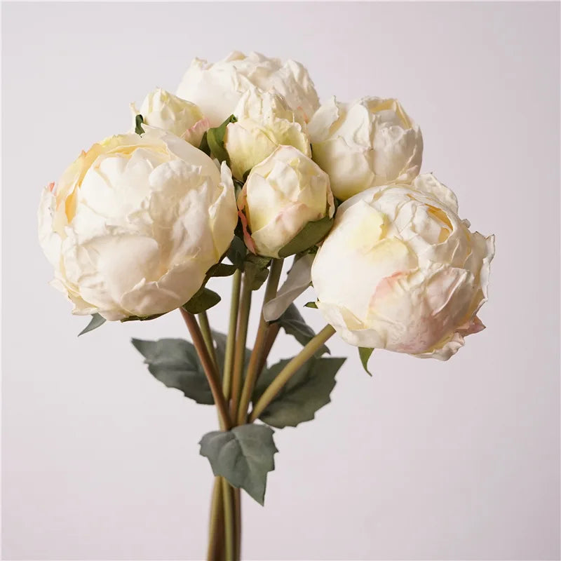 Retro Peony Bouquet Artificial Silk Flower Marriage Bridal Bouquet Wedding Decor Fake Flowers Peonies Home Party Table Floral