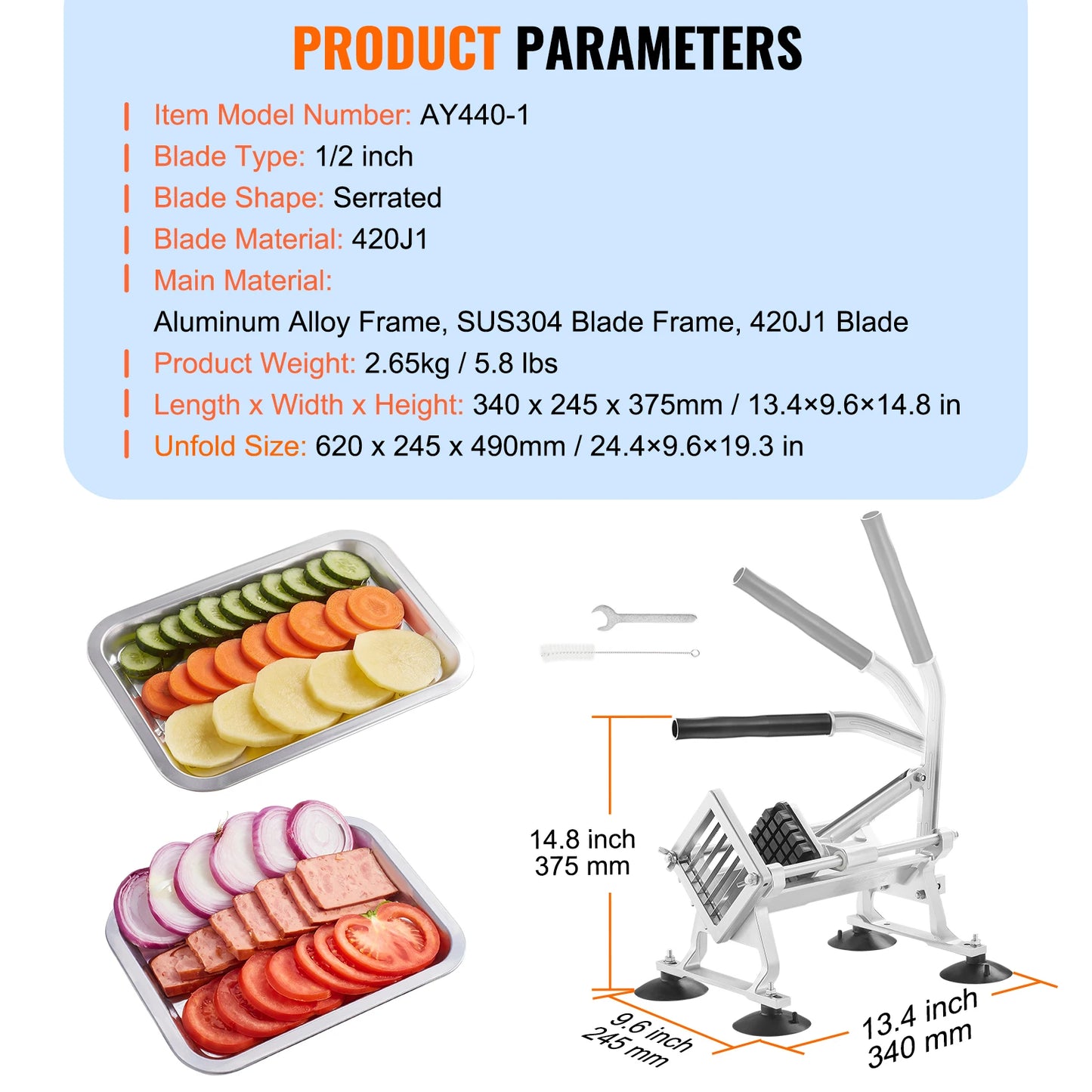 SucceBuy Commercial Vegetable Slicer 1/4 inch Stainless Steel and Aluminum Alloy for Radishes Onions Potatoes Lemons