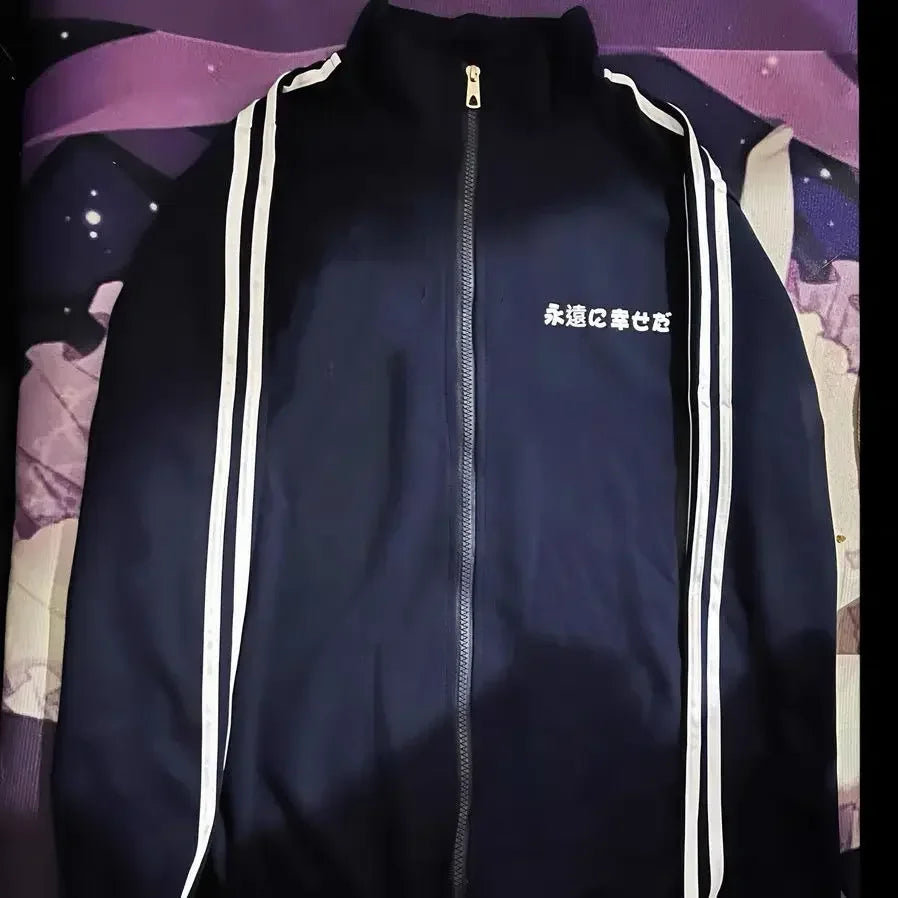 Preppy Syle Blue Long Sleeve Zip Up Sweatshirts Coat Stand Neck Casual Y2k Tops Fashion Japanese Hoodies 2025 Women Clothing