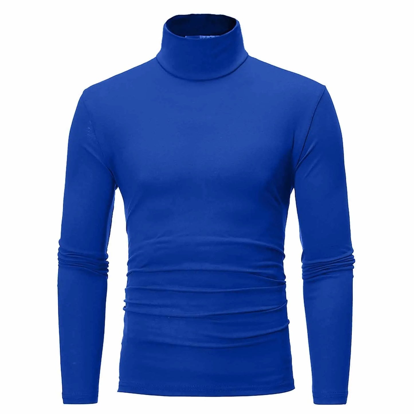 Autumn Winter Fashion Pullover Men's High Neck T-shirt Solid Colors Slim Fit Long Sleeve Cotton Breathable Casual Style