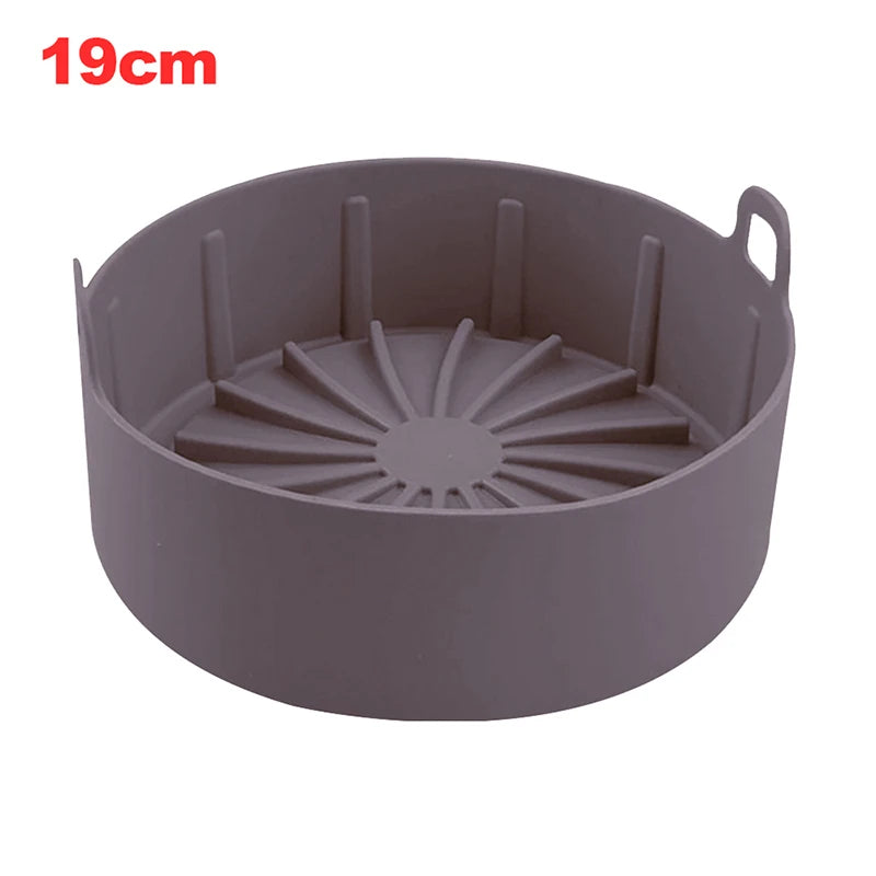 Round Reusable Air Fryer Silicone Pot Air Fryer Mat Fried Chicken Basket Oven Baking Pizza Tray Air Fryer Accessories 16 cm 19cm