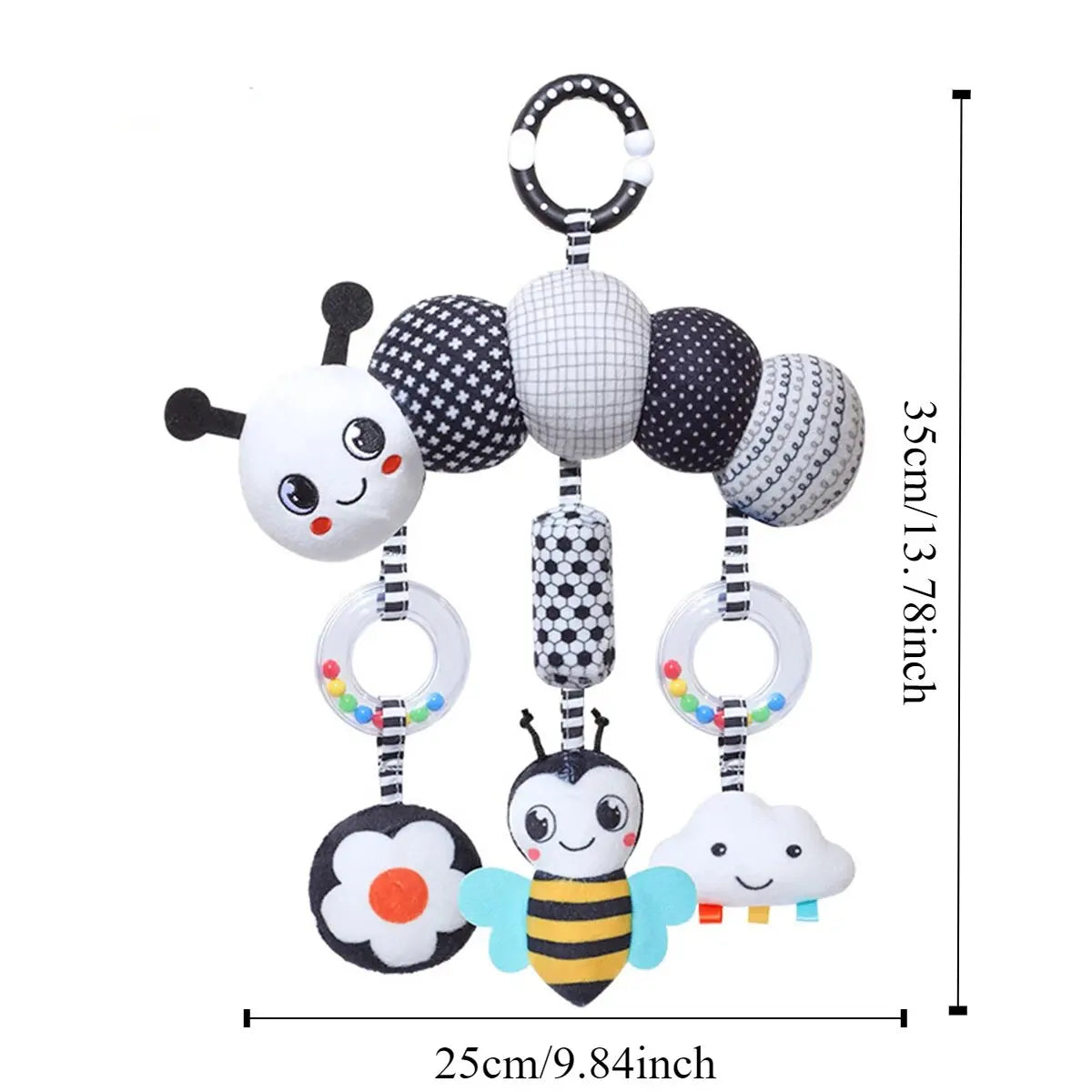 Baby Rattle Hanging Toy Carseat Black & White Rattle Hanging Activity Stroller Toy for Newborns Boys and Girls Gifts Crocodile C