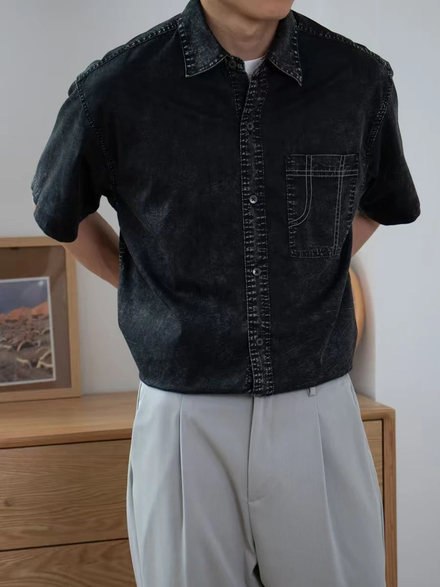 Vintage Snowflake Casual Shirt Customizable Logo Print High-End Series Men's Fashion Classic Style Clothing