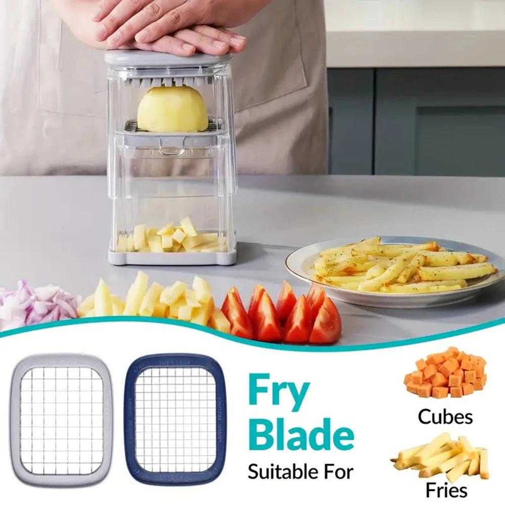 FZCSPEED Vegetable Chopper Cutter 4-in-1 Hand Vegetable Cutter with 4 Blades Kitchen Tool Mini Food Chopper French Fries Cutter