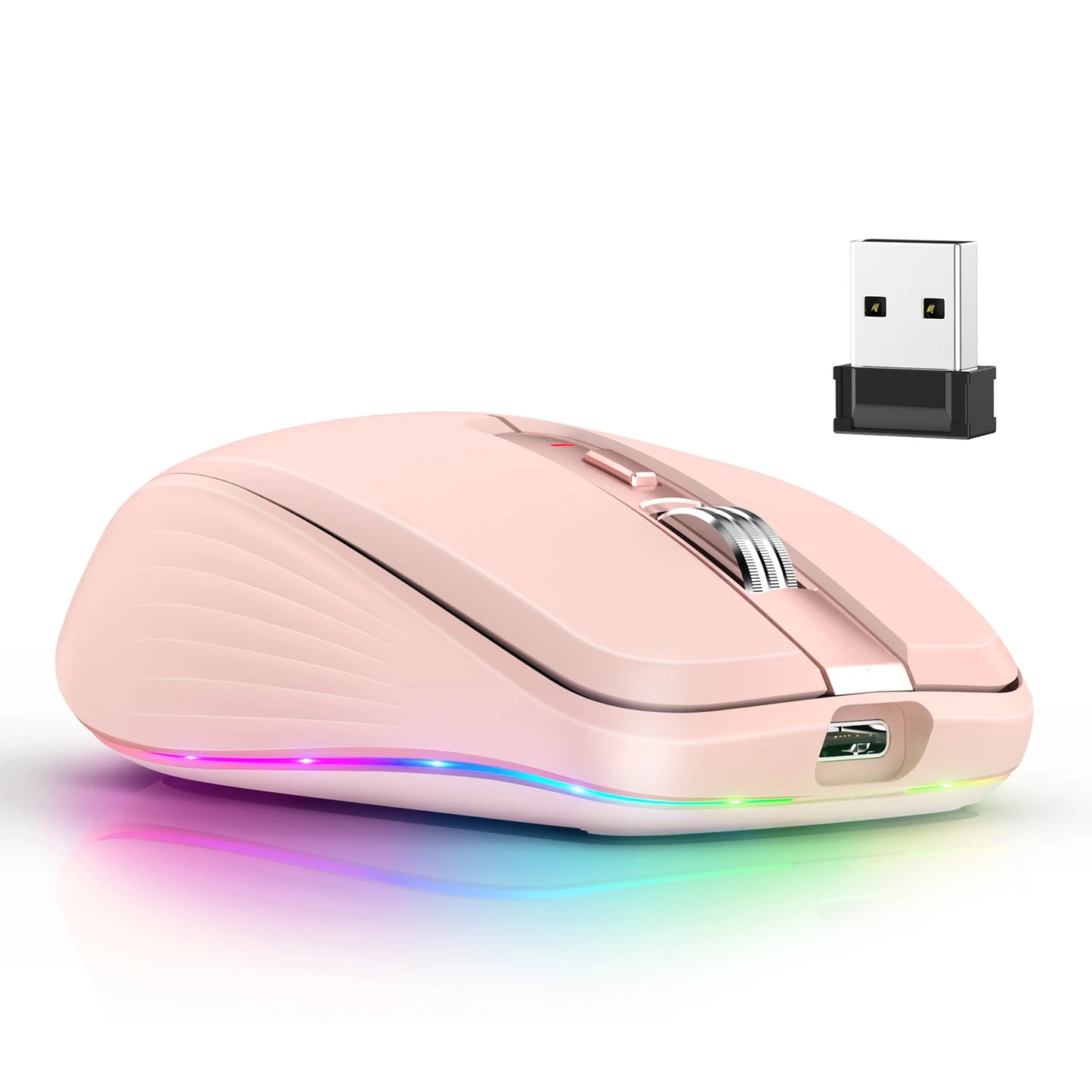 HXSJ M303 2.4G Dual Mode Ergonomic Lightweight RGB Backlit 6-Button 700mAh Wireless USB Mouse for Office Gaming Wholesale Laptop