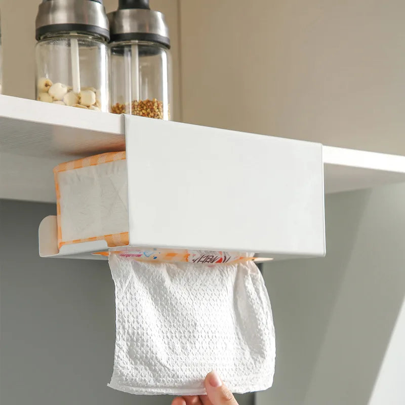 1/2pcs Kitchen tissue holder, no punching iron paper holder, household napkin hanger, cabinet, drawer, wall mounted