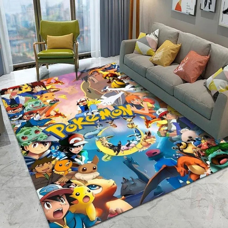 MINISO Cute Pokemon Cartoon Carpet Rug for Home Living Room Bedroom Sofa Doormat Child Play Area Rug Non-slip Floor Mat Gift