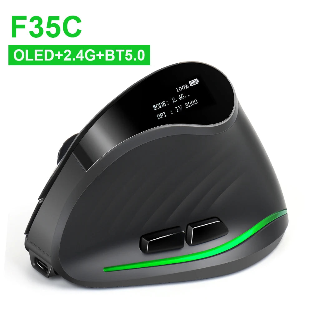 Lefon F35C Wireless Vertical Mouse Ergonomic Bluetooth Mouse 4000DPI 7 Buttons with OLED Programmable Gaming Mice for PC Laptop