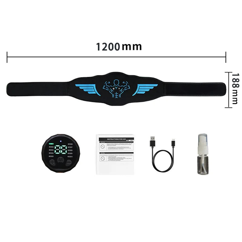 EMS Abdominal Toning Belt Muscle Toner Abs Trainer Electric USB Recharge Body Waist Massager Weight Loss Fitness Equiment Unisex
