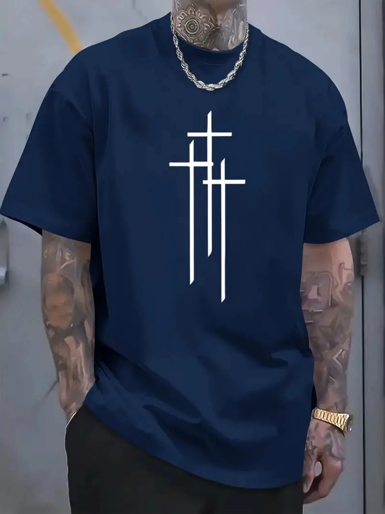 Men's summer 100% pure cotton fashionable casual loose sports LA MARTINA pattern printed round neck short sleeved T-shirt top